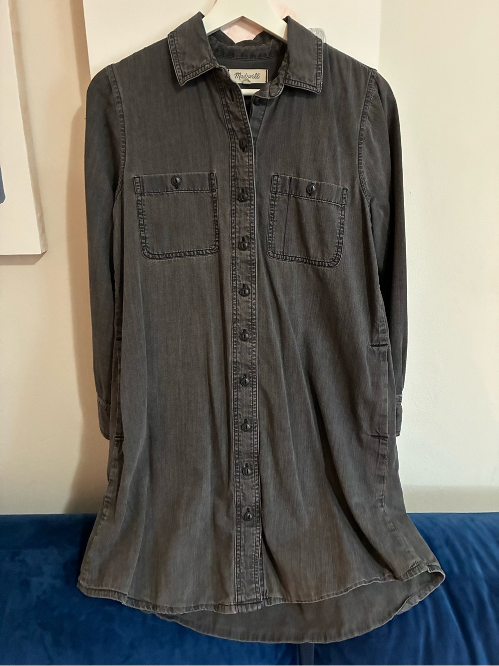 Madewell Washed Black Button-Down Shirt Dress